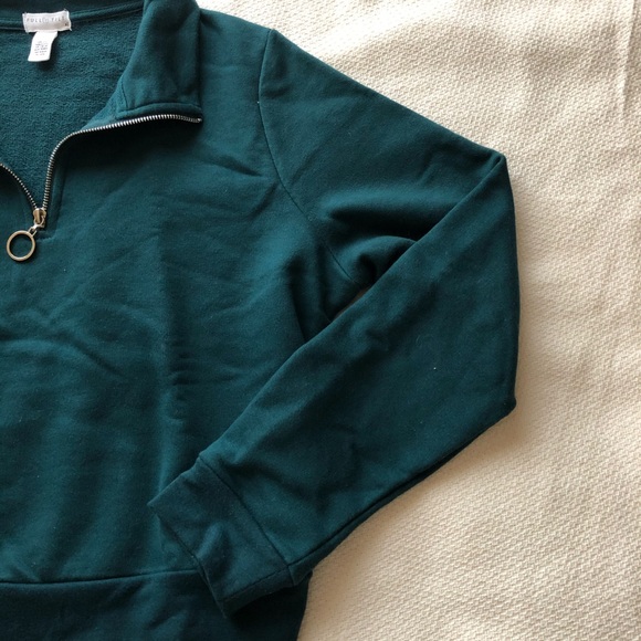 Emerald Green Full Tilt Cotton Cropped Sweater - Picture 5 of 13